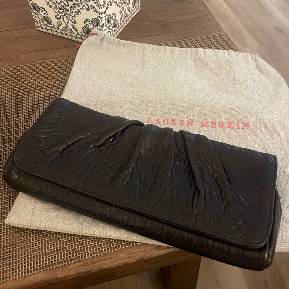 Lauren Merkin Black Leather Clutch